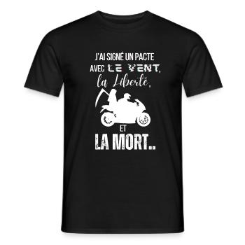 MOTARD pacte avec le vent, la liberté et la mort - T-shirt homme - noir - Devant - AI Model Male 178 light (178cm)