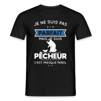 Je ne suis pas parfait mais je suis pêcheur - T-shirt homme - noir - Devant - AI Model Male 178 light (178cm)