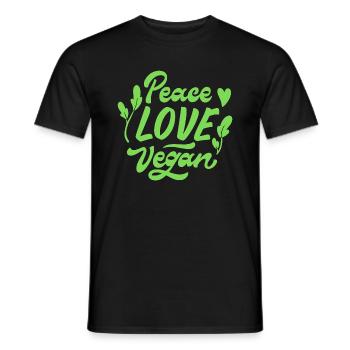 Peace Love Vegan - Men's T-Shirt - black - Front - AI Model Male 178 light (178cm)