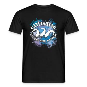 Poisson-chat Wels Waller sur des taches de couleur - T-shirt homme - noir - Devant - AI Model Male 178 light (178cm)