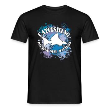 Silhouette de poisson-chat Wels Waller et taches de couleur - T-shirt homme - noir - Devant - AI Model Male 178 light (178cm)