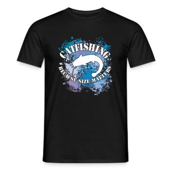 Poisson-chat Wels Waller sur des taches de couleur - T-shirt homme - noir - Devant - AI Model Male 178 light (178cm)