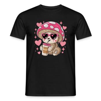 Niedliches Faultier mit rosa Pilzhut für einen - Männer T-Shirt - Schwarz - Vorne - AI Model Male 178 light (178cm)