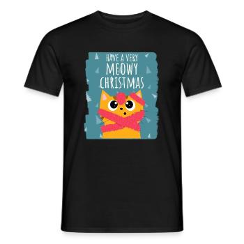 Meowy Christmas - Men's T-Shirt - black - Front - AI Model Male 178 light (178cm)