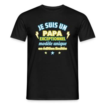 Papa d’exception, Cadeau Fête des Pères Unique - T-shirt homme - noir - Devant - AI Model Male 178 light (178cm)