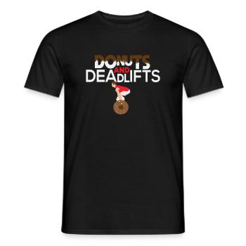 Drôle de citation de beignet - Donuts et Deadlifts Gym Cadeau - T-shirt homme - noir - Devant - AI Model Male 178 light (178cm)