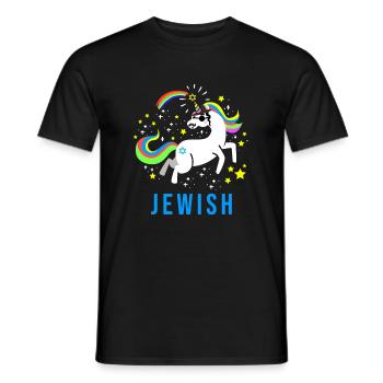 Jewish Jew Jewnicorn Unicorn Judaism Hebrew Israel - Men's T-Shirt - black - Front - AI Model Male 178 light (178cm)
