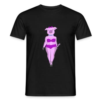 Pig Lady Catwalk Gift Idea - Men's T-Shirt - black - Front - AI Model Male 178 light (178cm)