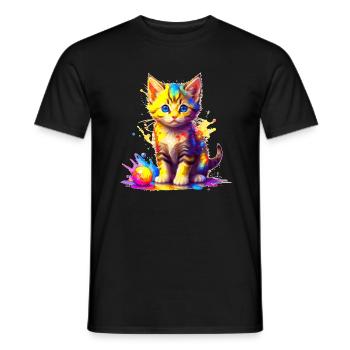 Colorful Kitty - Men's T-Shirt - black - Front - AI Model Male 178 light (178cm)