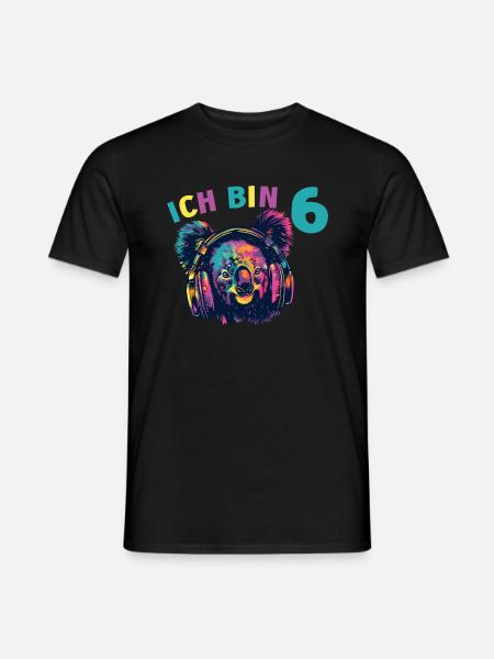 6 Jahre Koalabär Kopfhörer Koalabären 6 Geburtstag - Männer T-Shirt - Schwarz