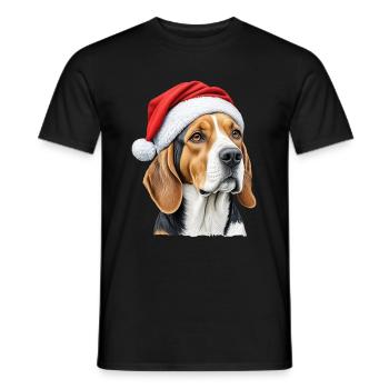 Chien beagle de Noël - T-shirt homme - noir - Devant - AI Model Male 178 light (178cm)