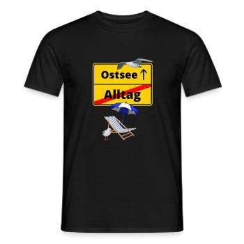 Ostsee-Ortsschild Alltag Ostsee - Urlaub - Männer T-Shirt - Schwarz - Vorne - AI Model Male 178 light (178cm)