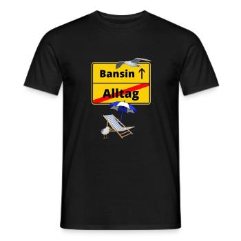 Bansin-Ortsschild Alltag Bansin -Ostsee - Männer T-Shirt - Schwarz - Vorne - AI Model Male 178 light (178cm)