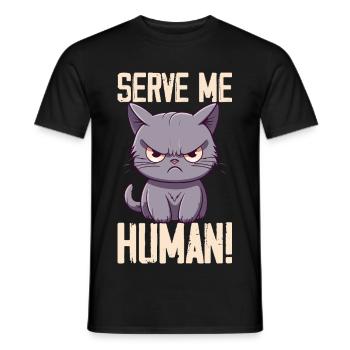 Serve Me Human Cute Cat - Men's T-Shirt - black - Front - AI Model Male 178 light (178cm)