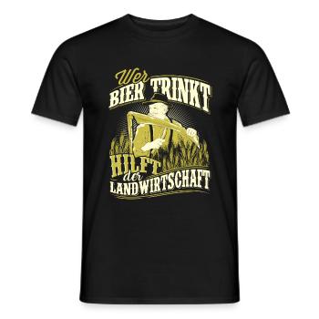Bier Beerpong Saufen Weizenbier Landwirtschaft - Männer T-Shirt - Schwarz - Vorne - AI Model Male 178 light (178cm)