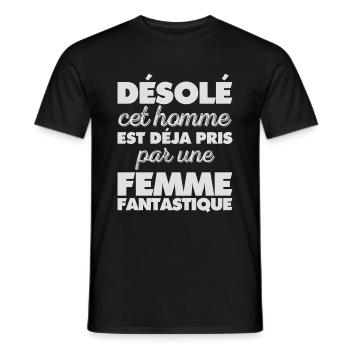 Sorry this Man Is Already Taken by a Woman - Men's T-Shirt - black - Front - AI Model Male 178 light (178cm)