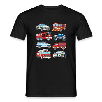 Voitures de police et camions de pompiers - T-shirt homme - noir - Devant - AI Model Male 178 light (178cm)