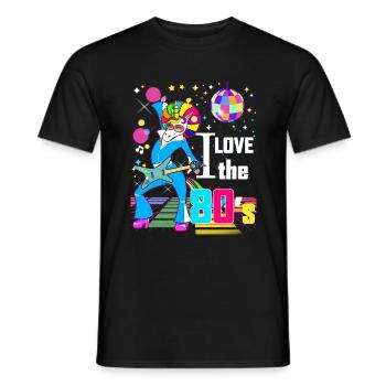 I love the 80's Quote humor unicorn guitar - Men's T-Shirt - black - Front - AI Model Male 178 light (178cm)