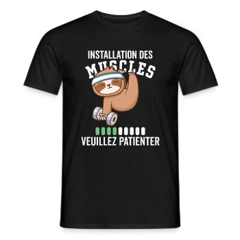 Installation des Muscles Veuillez Patienter - T-shirt homme - noir - Devant - AI Model Male 178 light (178cm)