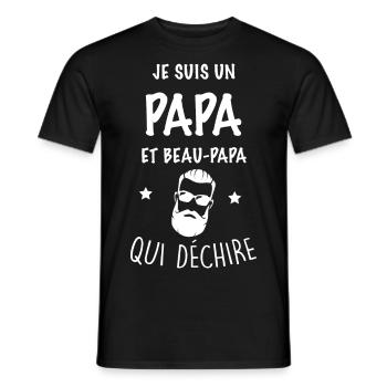 Papa et beau papa qui déchire - T-shirt homme - noir - Devant - AI Model Male 178 light (178cm)