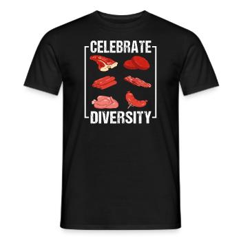 Celebrate Diversity - Meat Diversity Grilling - Men's T-Shirt - black - Front - AI Model Male 178 light (178cm)