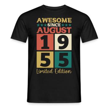 Awesome since August 1955 67th Birthday Gift - Men's T-Shirt - black - Front - AI Model Male 178 light (178cm)