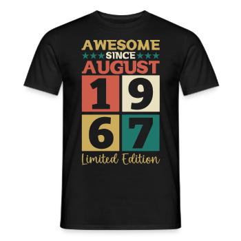 Awesome since August 1967 55th Birthday Gift - Men's T-Shirt - black - Front - AI Model Male 178 light (178cm)