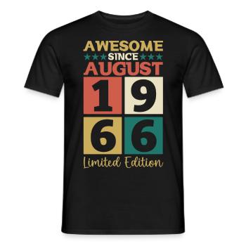 Awesome since August 1966 56th Birthday Gift - Men's T-Shirt - black - Front - AI Model Male 178 light (178cm)
