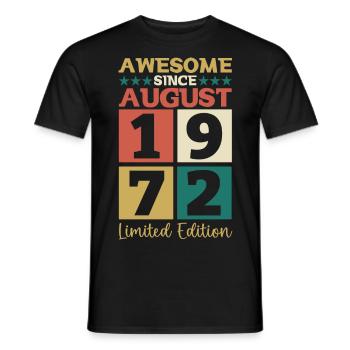 Awesome since August 1972 50th Birthday Gift - Men's T-Shirt - black - Front - AI Model Male 178 light (178cm)
