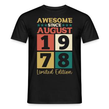 Awesome since August 1978 44th Birthday Gift - Men's T-Shirt - black - Front - AI Model Male 178 light (178cm)