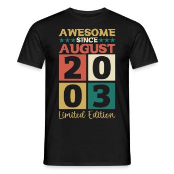 Awesome since August 2003 19th Birthday Gift - Men's T-Shirt - black - Front - AI Model Male 178 light (178cm)