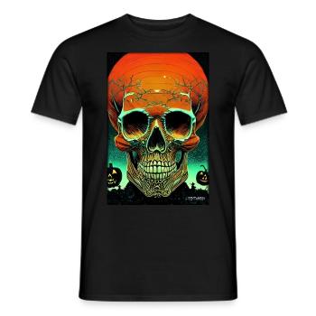 Citrouille crâne d’Halloween - T-shirt homme - noir - Devant - AI Model Male 178 light (178cm)