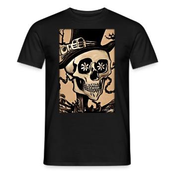Skeleton Skull Flower Steampunk Halloween - Men's T-Shirt - black - Front - AI Model Male 178 light (178cm)