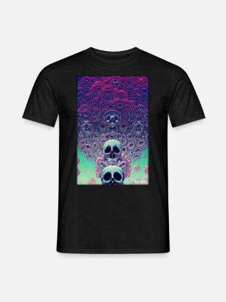 Skull Flowers Rose Cloud - Men's T-Shirt - black
