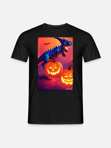 Halloween Dinosaur Pumpkin - Men's T-Shirt - black