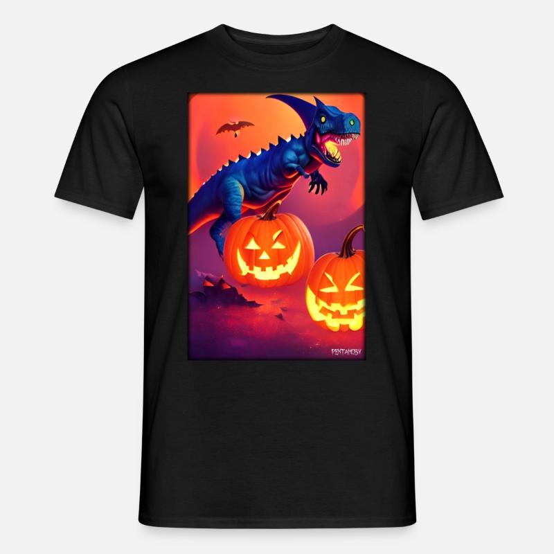 Halloween Dinosaurier Kürbis - Männer T-Shirt - Schwarz