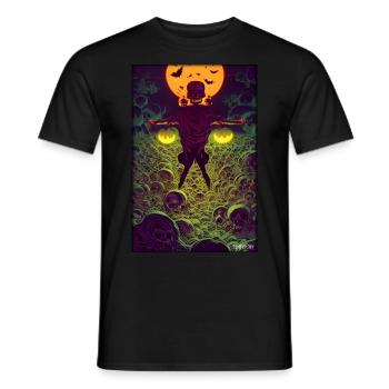 Squelette Crâne Épouvantail Citrouille Rose - T-shirt homme - noir - Devant - AI Model Male 178 light (178cm)