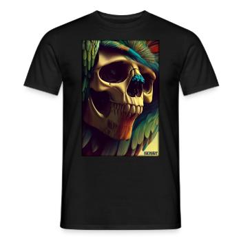 Squelette de plume de perroquet de crâne - T-shirt homme - noir - Devant - AI Model Male 178 light (178cm)
