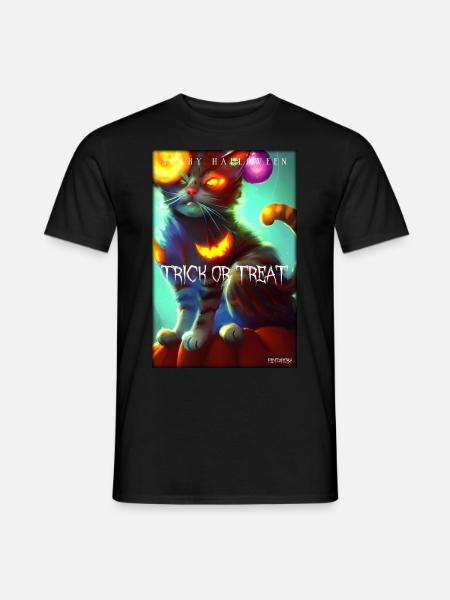 Happy Halloween Grummel Katze Kürbis Süßes Saures - Männer T-Shirt - Schwarz