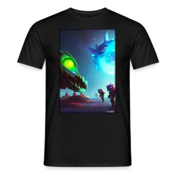Alien Drache Weltraum Galaxie Universum Planet - Männer T-Shirt - Schwarz - Vorne - AI Model Male 178 light (178cm)