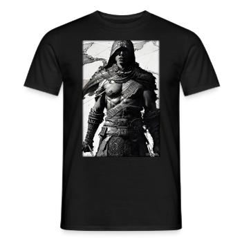 Krieger Schwert Vintage Schwarz Weiß 2 - Männer T-Shirt - Schwarz - Vorne - AI Model Male 178 light (178cm)