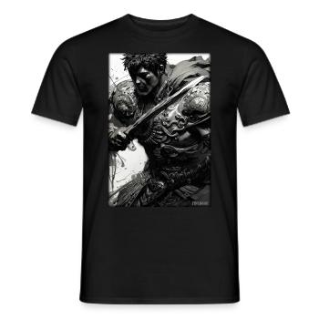 Krieger Schwert Vintage Schwarz Weiß 5 - Männer T-Shirt - Schwarz - Vorne - AI Model Male 178 light (178cm)