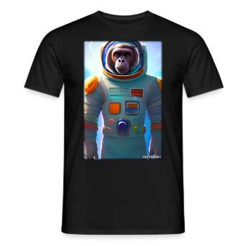 Monkey Animal Astronaute Voyage Dans l’Espace Univers 7 - T-shirt homme - noir - Devant - AI Model Male 178 light (178cm)