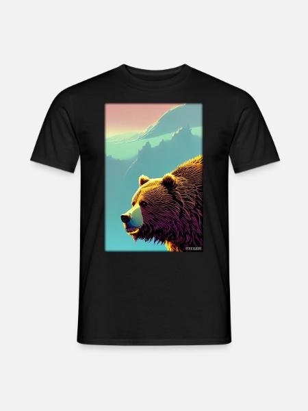 Ours Grizzly Ours brun Prédateur Forêt de faune 4 - T-shirt homme - noir