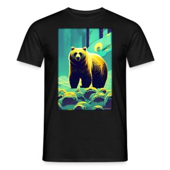 Bear Grizzly Bear Brown Bear Predator Wildlife Forest 9 - Men's T-Shirt - black - Front - AI Model Male 178 light (178cm)