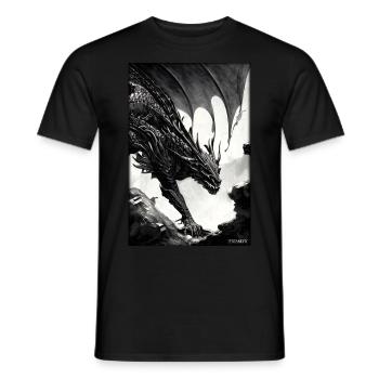Drache Kreatur Fantasie Schwarz Weiß 2 - Männer T-Shirt - Schwarz - Vorne - AI Model Male 178 light (178cm)