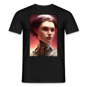 Robot Woman Future Cyborg Machine Technology - Men's T-Shirt - black - Front - AI Model Male 178 light (178cm)