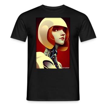 Robot Woman Future Cyborg Machine Technology - Men's T-Shirt - black - Front - AI Model Male 178 light (178cm)