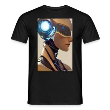 Robot Woman Future Cyborg Machine Technology - Men's T-Shirt - black - Front - AI Model Male 178 light (178cm)