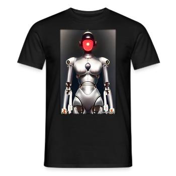 Robot Woman Future Cyborg Machine Technology - Men's T-Shirt - black - Front - AI Model Male 178 light (178cm)